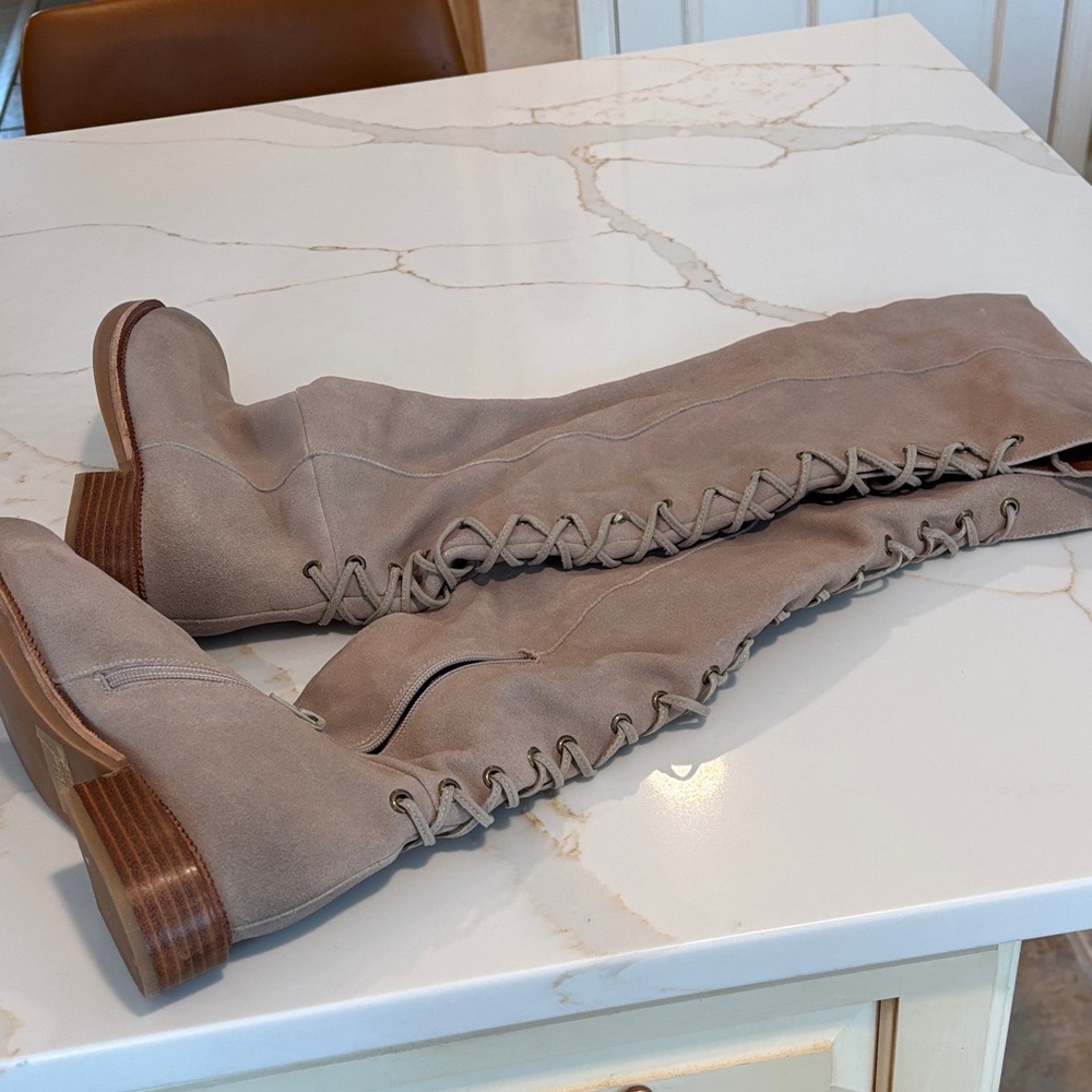 Elegant Taupe Lace-Up Boots